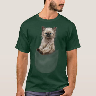 T-shirt Cute Siamese Kitten Gazer de poche, chat