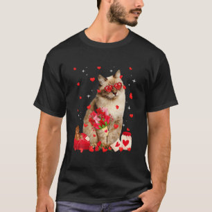 T-shirt Cute Sibérienne Chat Valentine Fun Chat Papa Chat