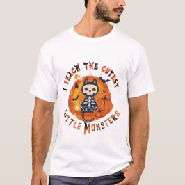 T-shirt Cute Skeletal Cat Teacher Halloween Tee
