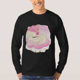 T-shirt Cute Sleeping Kitten Illustration rose