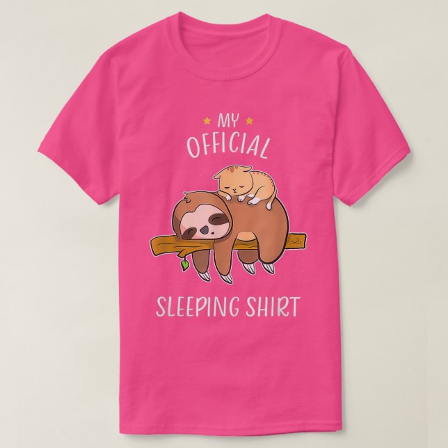T-shirt Cute Sloth Baby Cat Sleeping Pajamas Funny (Design devant)