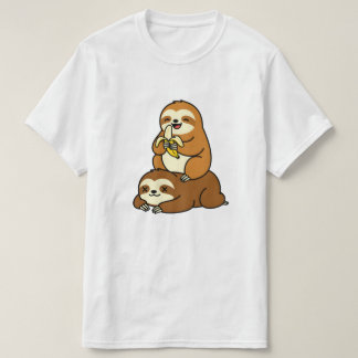 T-shirt Cute Sloth Eating Banana on Lazy Sloth Funny Carto
