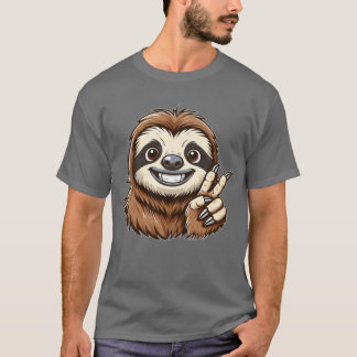 T-shirt Cute sloth showing teeth joy cartoon peace friend