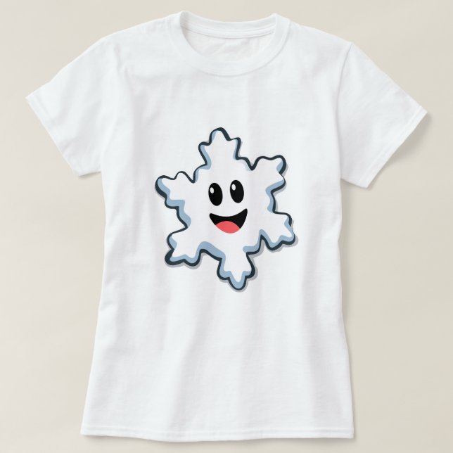 T-shirt Cute Smiling Snowflake – Happy Christmas (Design devant)