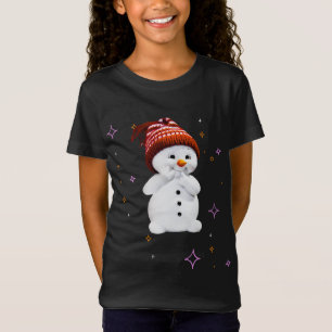 T-Shirt Cute Snowman avec des flocons de neige cadeau pour