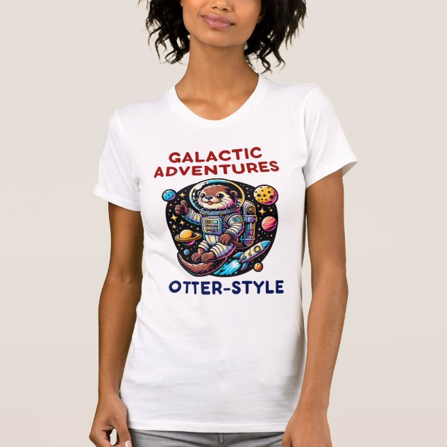 T-shirt Cute Space Otter Aventure en Galaxie (Devant)