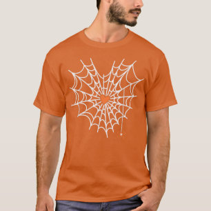 T-shirt Cute Spider Web Cobweb Heart Halloween Orange