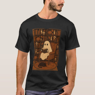 T-shirt Cute Spooky Library, Autumn Reading Ghost