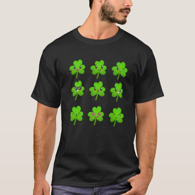 T-shirt Cute St Patrick Clovers Faces Shamrocks Irish Boys (Devant)