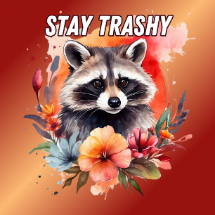 T-shirt Cute Stay Trashy Raccoon Floral