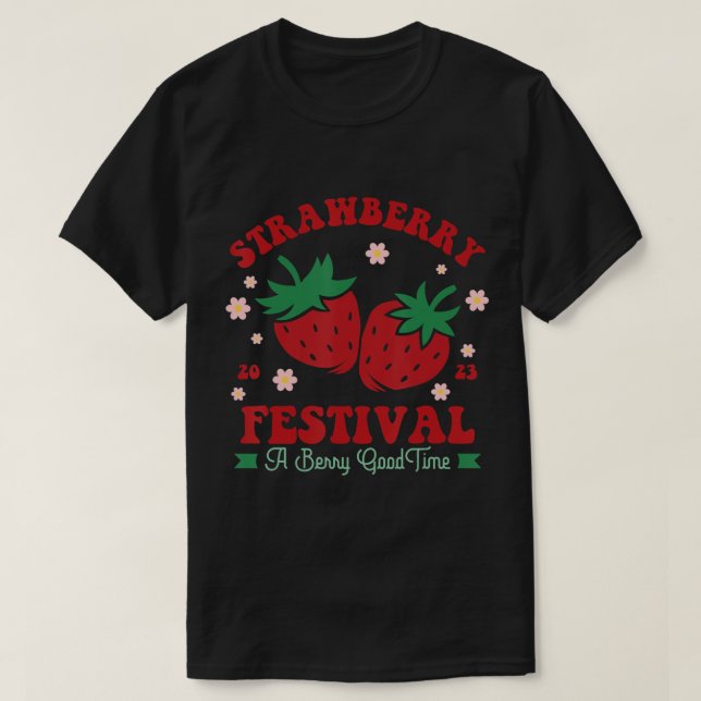 T-shirt Cute Strawberry Festival Fruit Amateurs Retro Vint (Design devant)