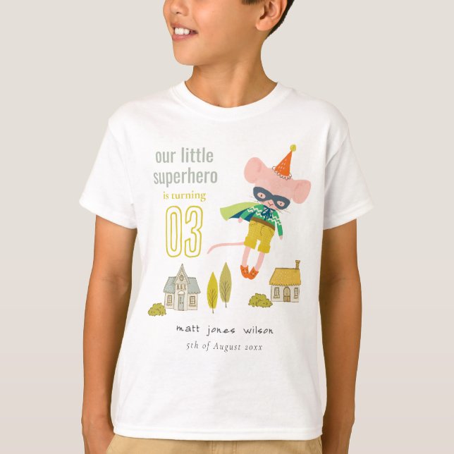 T-shirt Cute Superhero Souris Amusants Enfants Photo Anniv (Devant)