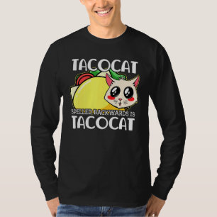 T-shirt Cute Taco Chat Écrit En Arrière Est Tacocat Mexica