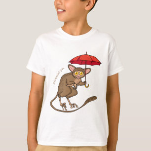 T-shirt Cute Tarsier avec dessin animé parapluie