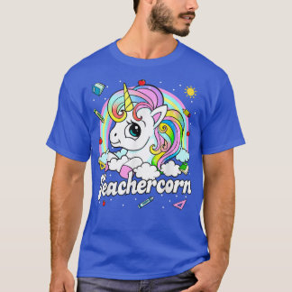 T-shirt Cute Teachercorn Avec Unicorn Girl Kis Enseignant