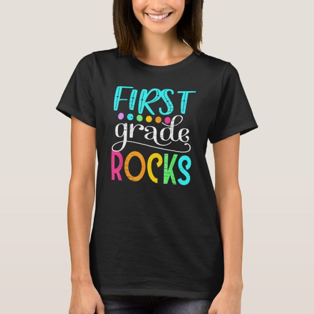T-shirt Cute Team First Grade Hello 1st Grade Rocks Back T (Devant)