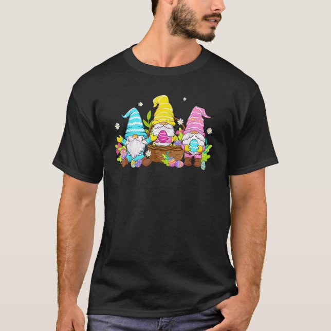 T-shirt Cute Three Gnomes Easter Day Bunny Egg Spring Wome (Devant)