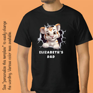 T-shirt Cute Tiger Cub Peeout Hors De Trou Blanc Fête F