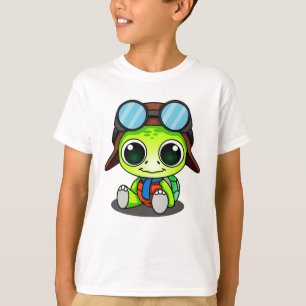 T-shirt Cute tortue caricaturale en Aviator Casquette