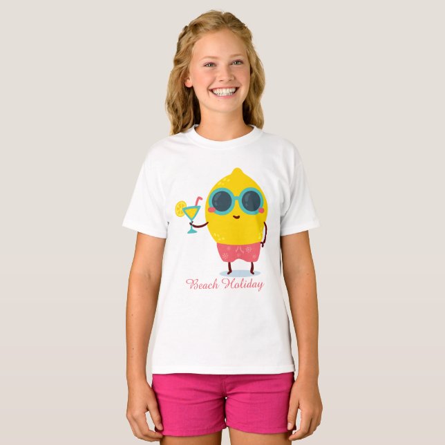 T-shirt Cute Tropical Summer Beach vacances Lemon Funny (Devant entier)