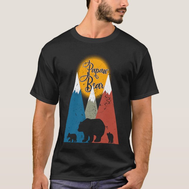 T-shirt Cute Twin Papaw Bear Two Cubs Little Bears Father' (Devant)