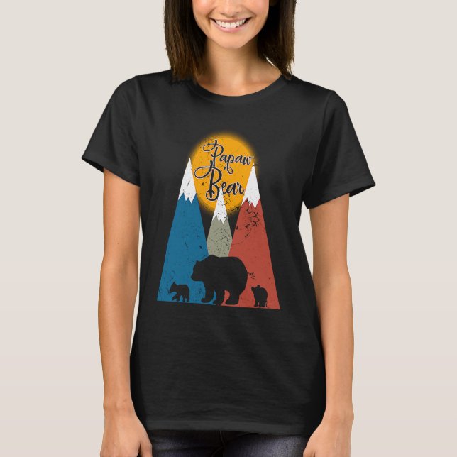 T-shirt Cute Twin Papaw Bear Two Cubs Little Bears Father' (Devant)