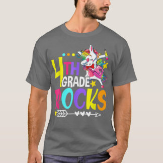 T-shirt Cute Unicorn 4e Grade Rocks Funny Premier Jour Ret