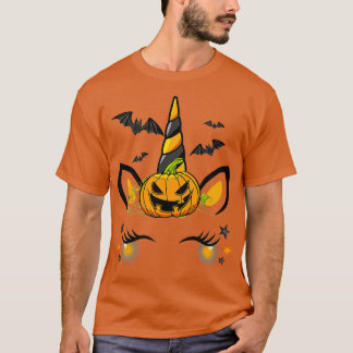 T-shirt Cute Unicorn Citrouille Enfants Chats Halloween Th