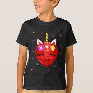 T-shirt Cute Unicorn Coeur Valentines Journée Filles Enfan