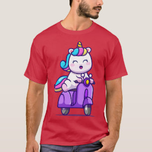 T-shirt Cute Unicorn équitation Scooter