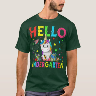 T-shirt Cute Unicorn Hello Kindergarten Retour À L'École