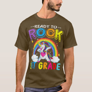 T-shirt Cute Unicorn Retour À L'École Prêt À Rock 1Ème Gra