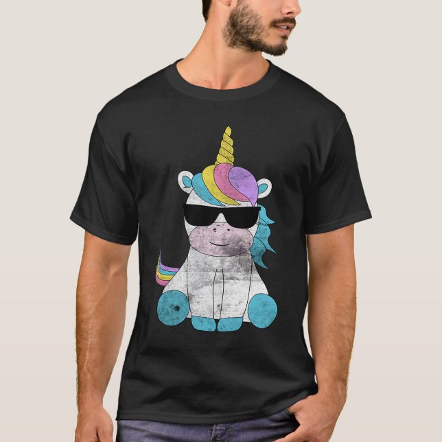 T-shirt Cute Unicorn Sunglasses Unicorns Magical Creature  (Devant)