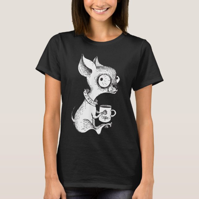 T-shirt Cute Unique Chihuahua & Café Art Amoureux des chie (Devant)