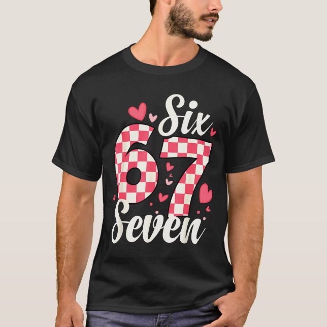 T-shirt Cute Valentine Six Seven Checkerboard Love Nk Hear (Devant)