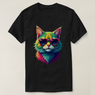 T-shirt Cute Valentines Day Chat Coeur Lunettes de soleil 