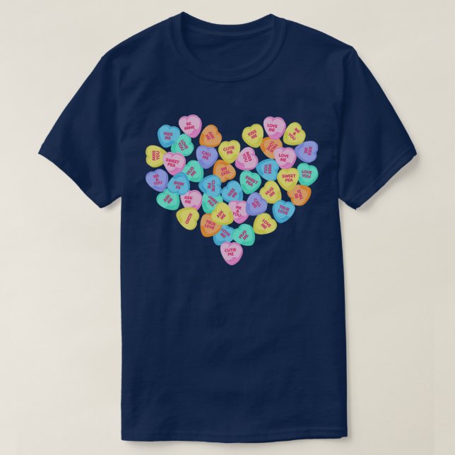 T-shirt Cute Valentines Jour Coeurs Candy Valentines Aimer (Design devant)