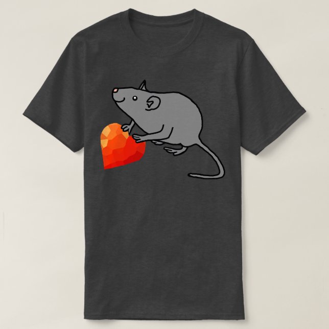 T-shirt Cute Valentines Jour Rat avec Red Heart Baby Bodys (Design devant)