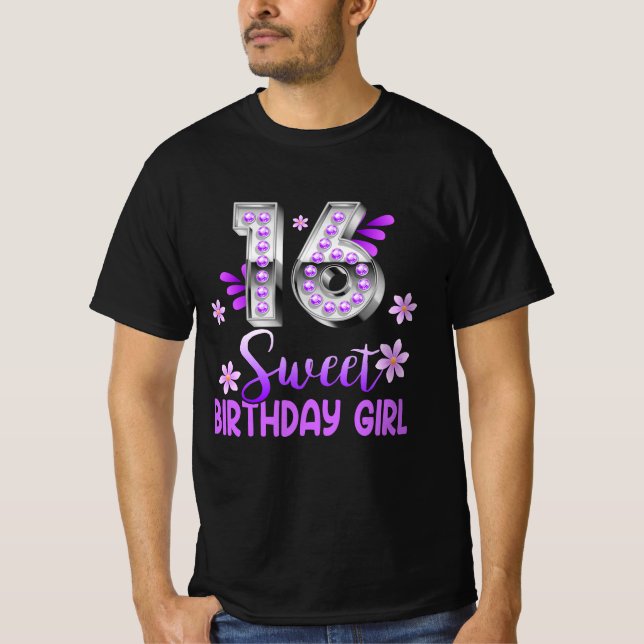 T-shirt Cute violet noir sucré 16 Style I 16e anniversaire (Devant)