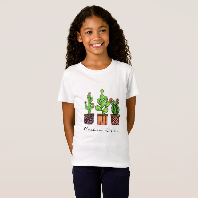 T-Shirt Cute Watercolor Cactus (Devant entier)