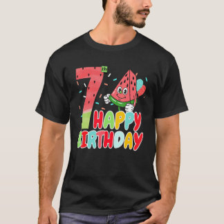 T-shirt Cute Watermelon Happy 7th Birthday Family Watermel