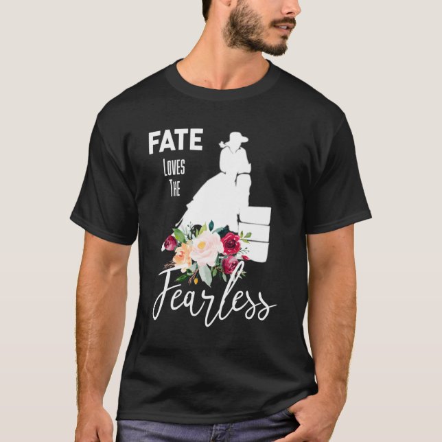 T-shirt Cute Western Rodeo Barrel Racer Blanc Floral-Feare (Devant)