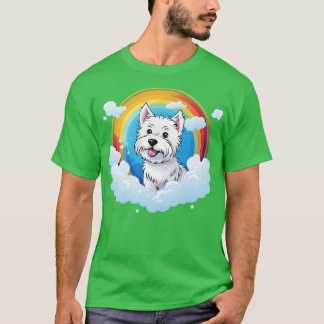 T-shirt Cute Westie Rainbow Cloud West Highland Terrier