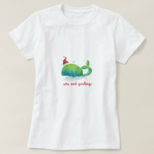 T-shirt Cute Whale with Santa Hat