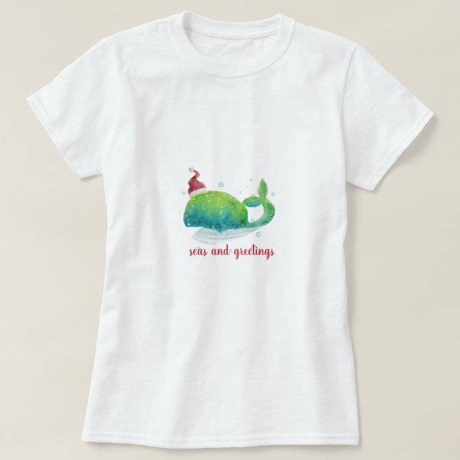 T-shirt Cute Whale with Santa Hat (Design devant)