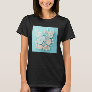 T-shirt Cute White Butterfly Illustration Flowers Minimal