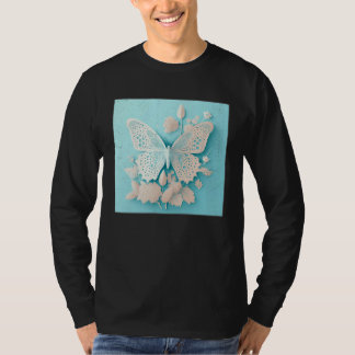 T-shirt Cute White Butterfly Illustration Flowers Minimal