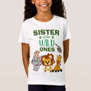 T-Shirt Cute Wild One Jungle Safari Animal Twins Soeur