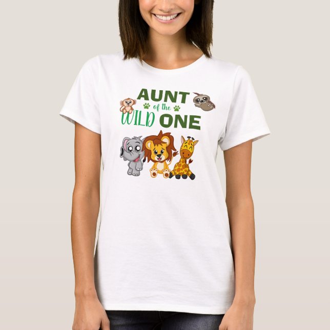 T-shirt Cute Wild One Jungle Safari Zoo animal Tante (Devant)