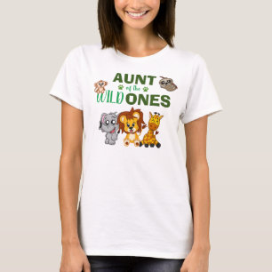 T-shirt Cute Wild One Jungle Safari Zoo Animal Twins Tante